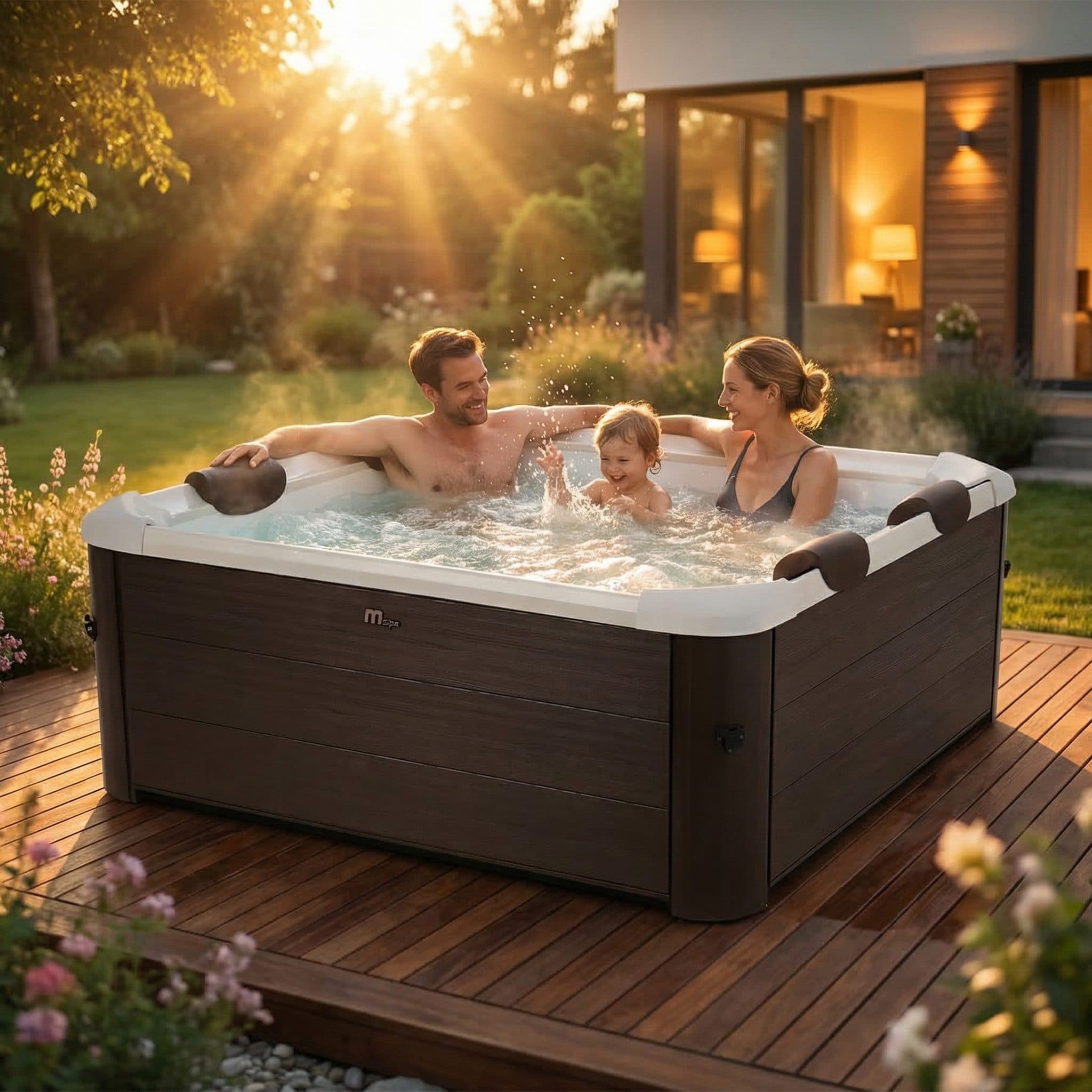 mSpa Whirlpool Frame Tribeca F-TR062W Outdoor-Whirlpool 6 Personen Holzoptik - Bild 2