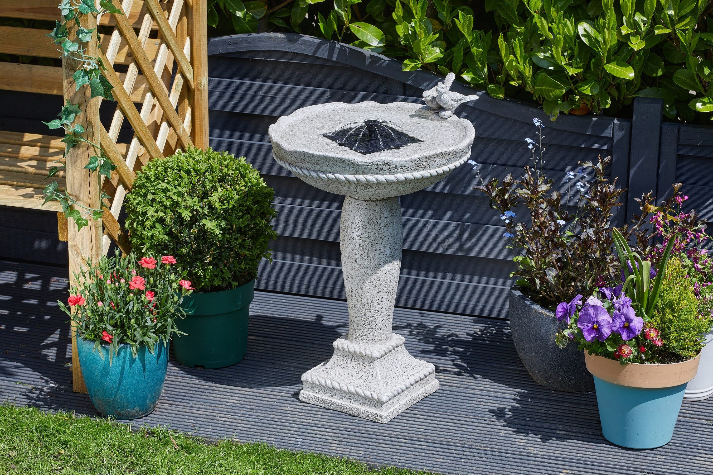Smart Garden Solarbrunnen Vogeltränke Antik Stein Grau - Bild 2