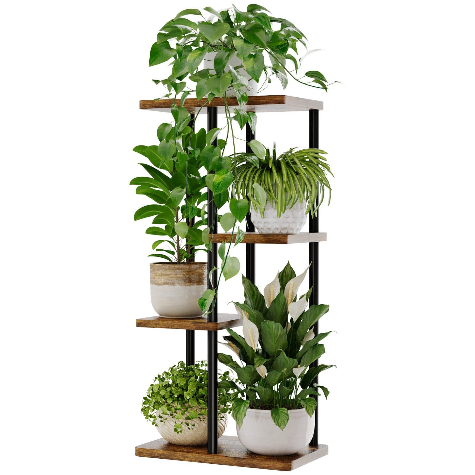 Bamworld Blumenständer Pflanzenständer 4 Ebenen Braun - Bild 2