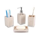 Cheffinger Badaccessoire-Set Seifenspender Zahnbürstenhalter Beige Bild 2