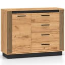 Lomadox Kommode URBANIA-131 Sideboard Anrichte Schrank 115 cm Eiche Schwarz Bild 2