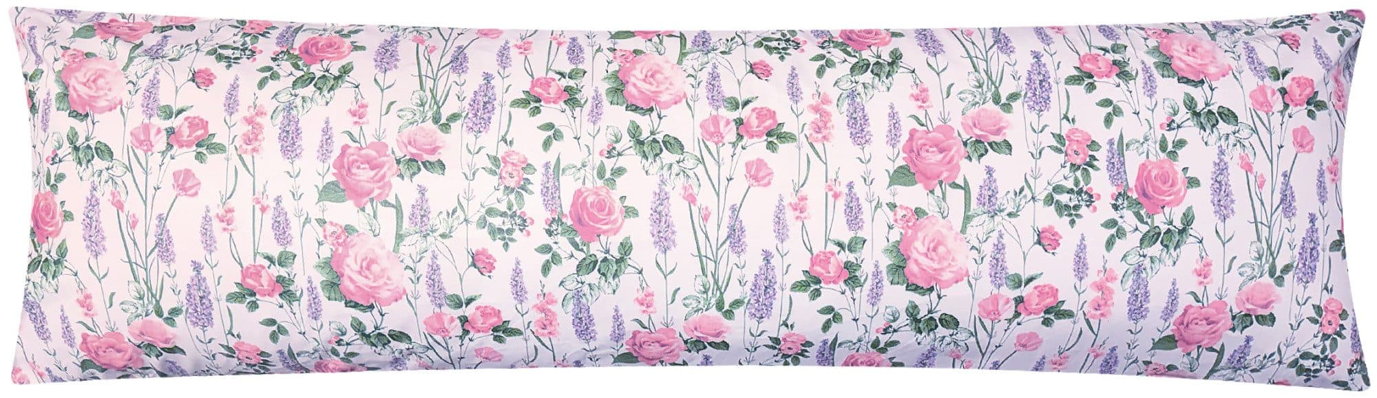 Heubergshop Seitenschläferkissenbezug 40x145cm Rosen Lavendel 100% Baumwolle