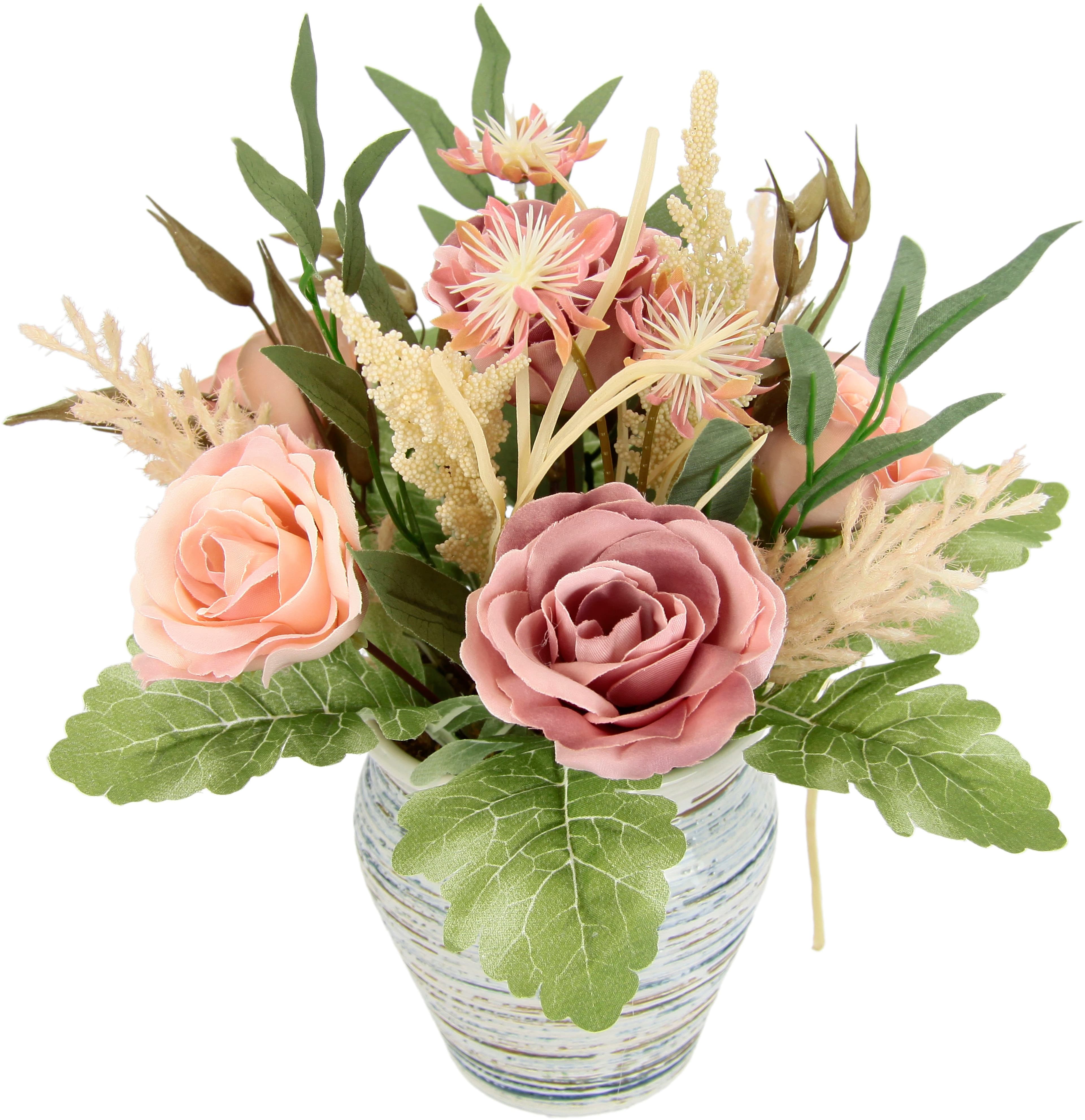 I.GE.A. Kunstblume Rosen im Topf Lila Polyester - Bild 2