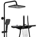 HOMELODY Duschsystem mit Thermostat und Glasablage in Schwarz, 3 Strahlarten, 12 Zoll Regendusche Bild 2