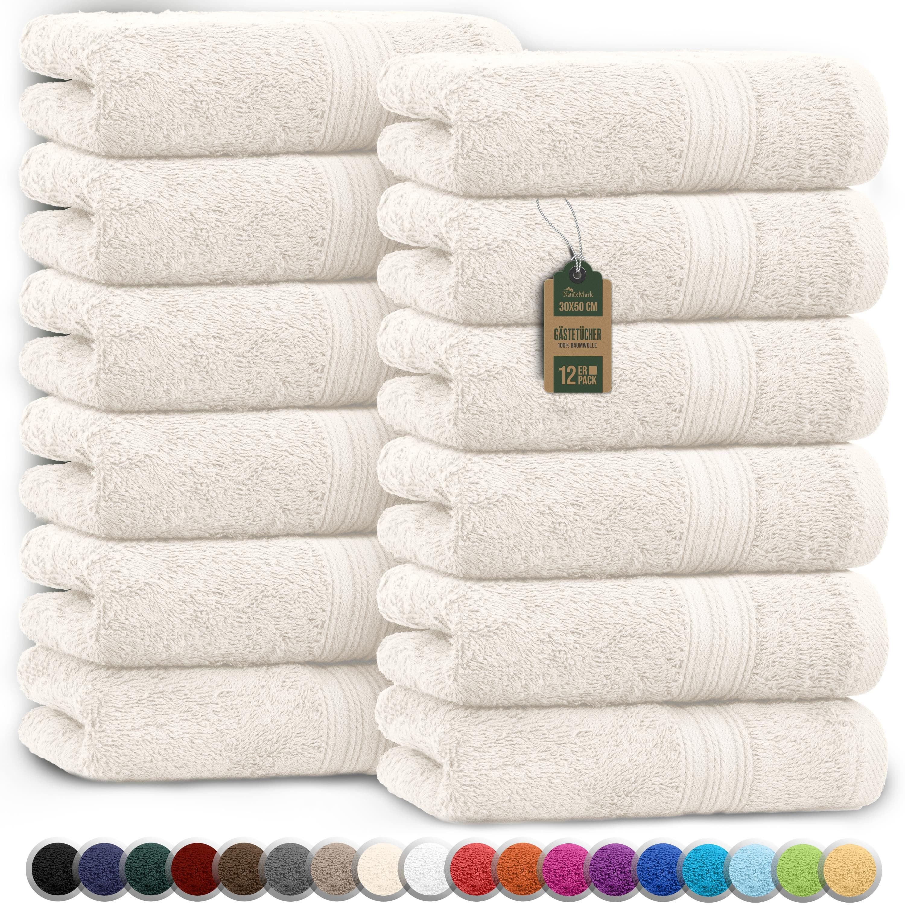 NatureMark Gästehandtuch 100% Baumwolle 500gsm 12-Stück Naturweiß - Bild 2