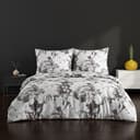 Buymax Bettwäsche Clisse 100% Baumwolle 3-teilig 200x220 cm mit Reißverschluss Blumen Grau Weiß Bild 2