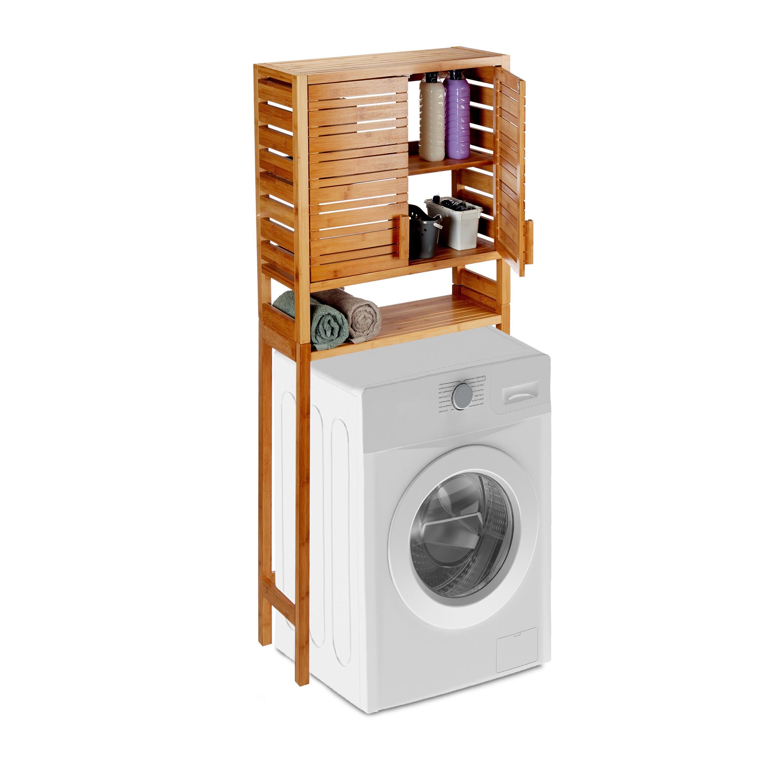 relaxdays Waschmaschinenschrank Bambus Natur - Bild 2