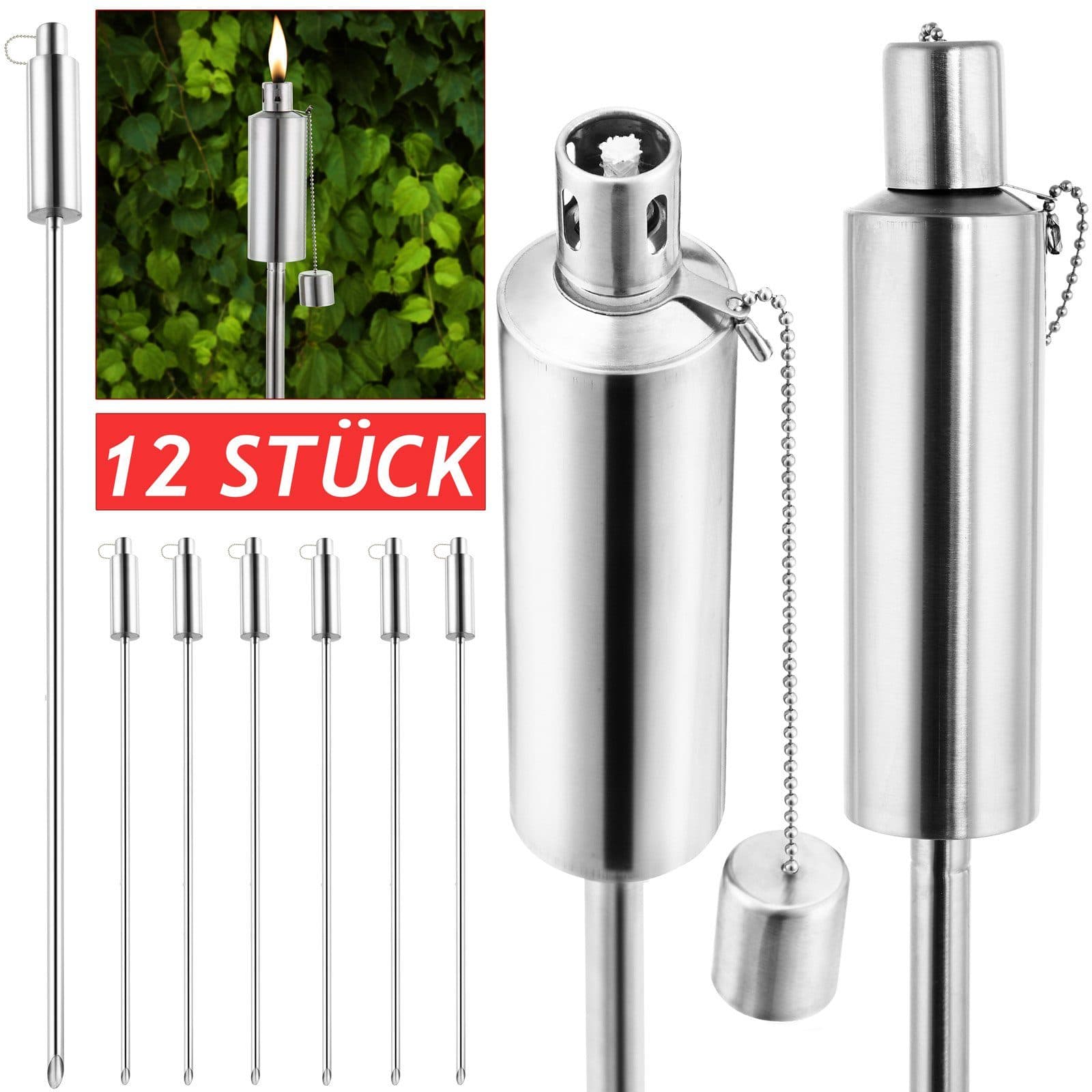Gardebruk Gartenfackel 12er Set Fackel Öl Edelstahl - Bild 2