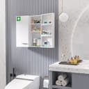 Kleankin Medizinschrank 2-türig Stahl Weiß Bild 2
