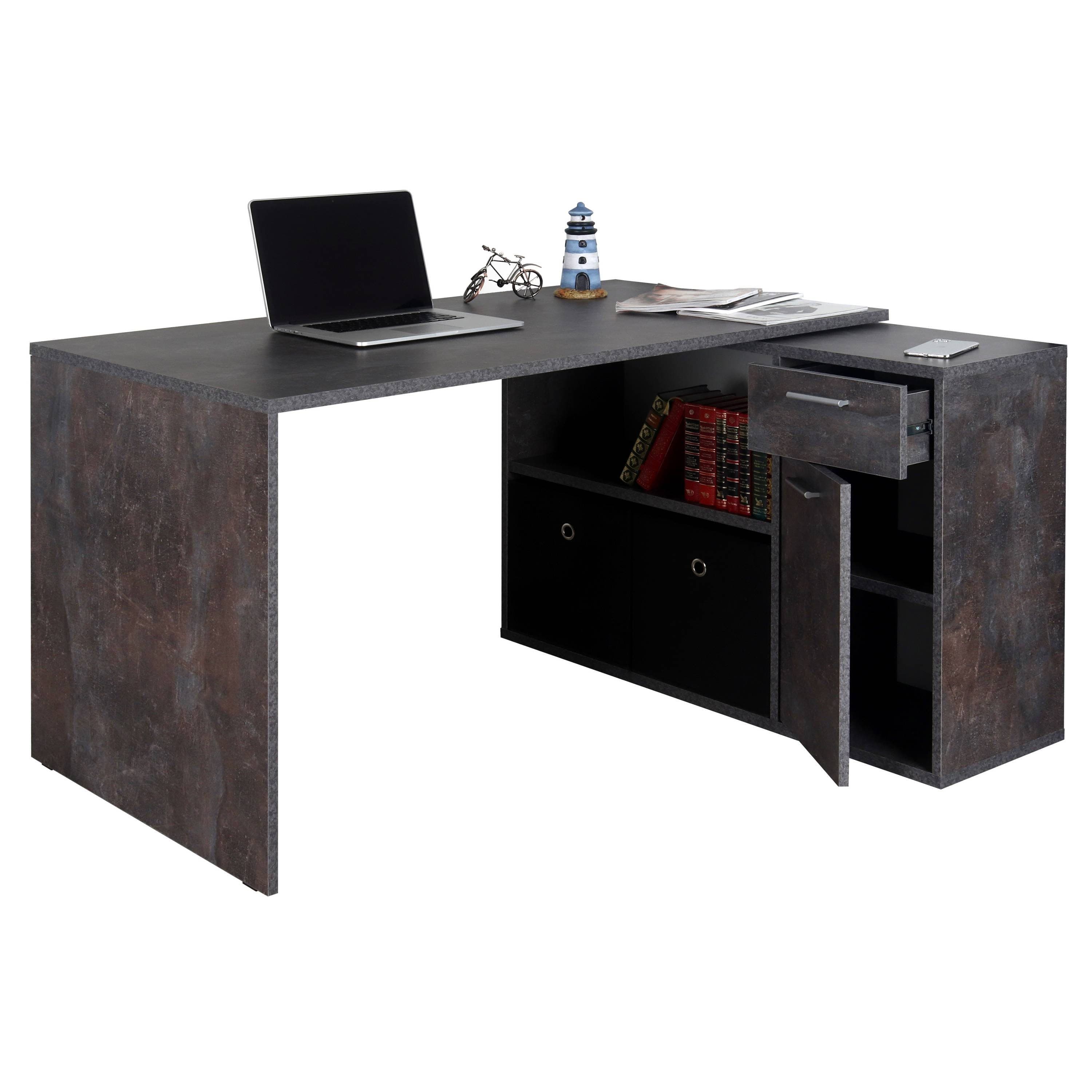 RICOO Eckschreibtisch WM083-BG Grau Winkelbar L-Form - Bild 2