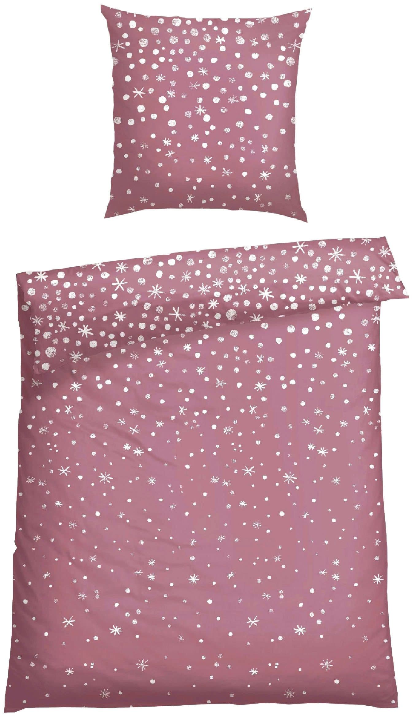 Schiesser Bettwäsche Set Winter-Print Malve Feinbiber - Bild 2