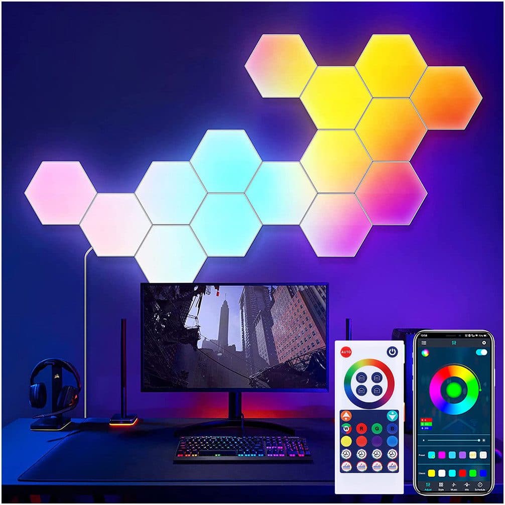 Jibenhome LED Hexagon Panel RGB Musik Sync Smart Wandleuchte Weiß - Bild 2