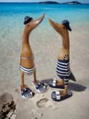 Kinaree Dekofigur Bambus Holz Bade Enten Paar 2er Set Bild 2