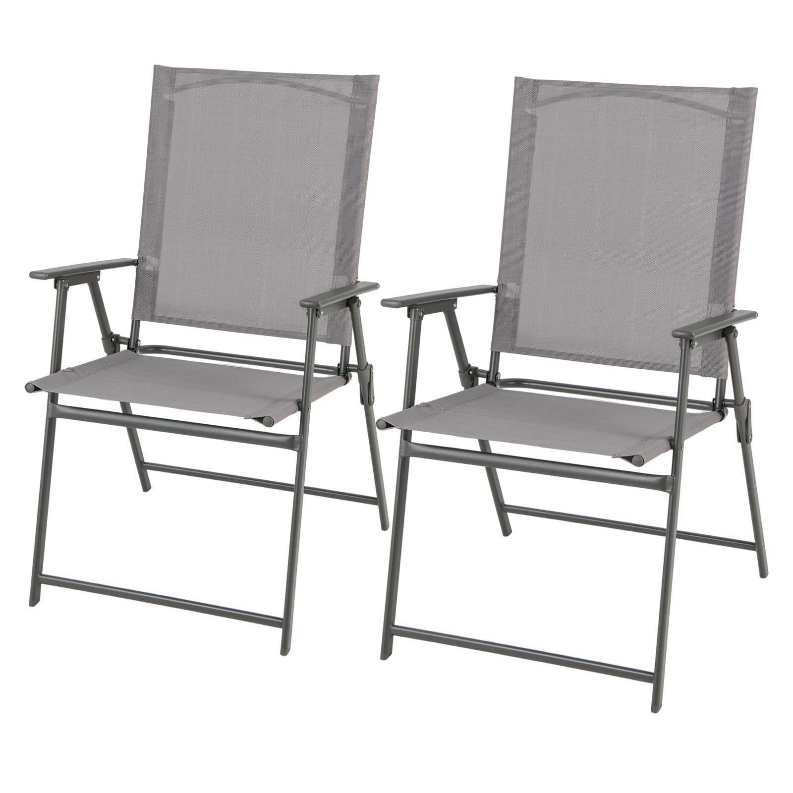 KOMFOTTEU Gartenstuhl Klappstuhl Grau 2er Set mit Hochlehner - Bild 2