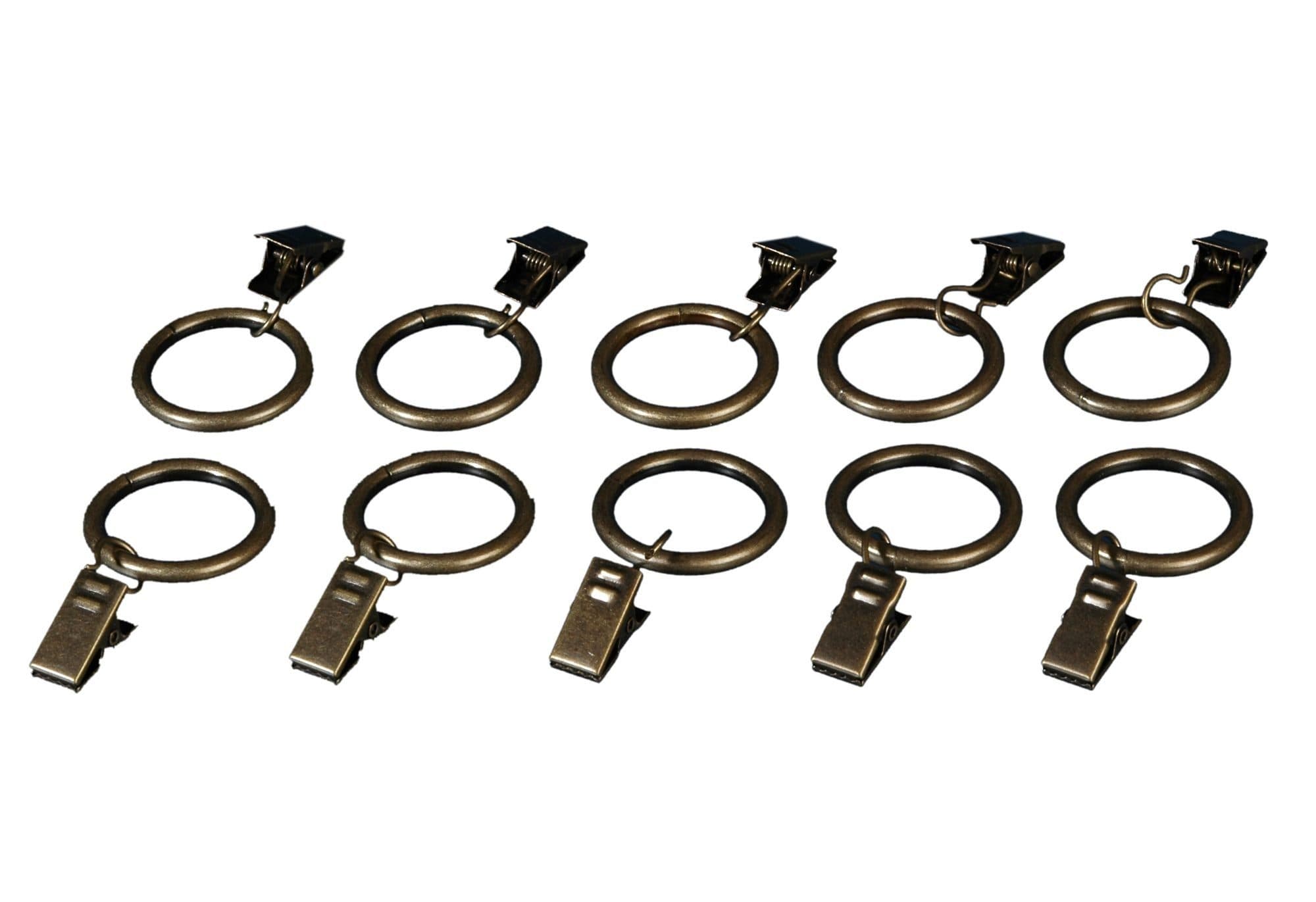 Liedeco Gardinenringe Set 10-tlg. Messingfarben Metall für 16mm Stange - Bild 2
