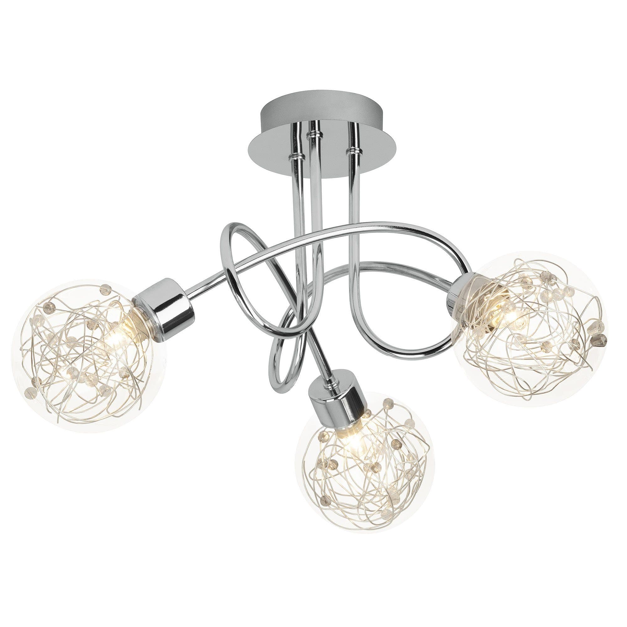 BRILLIANT Deckenleuchte Joya 3-flammig Chrom Grau Glas