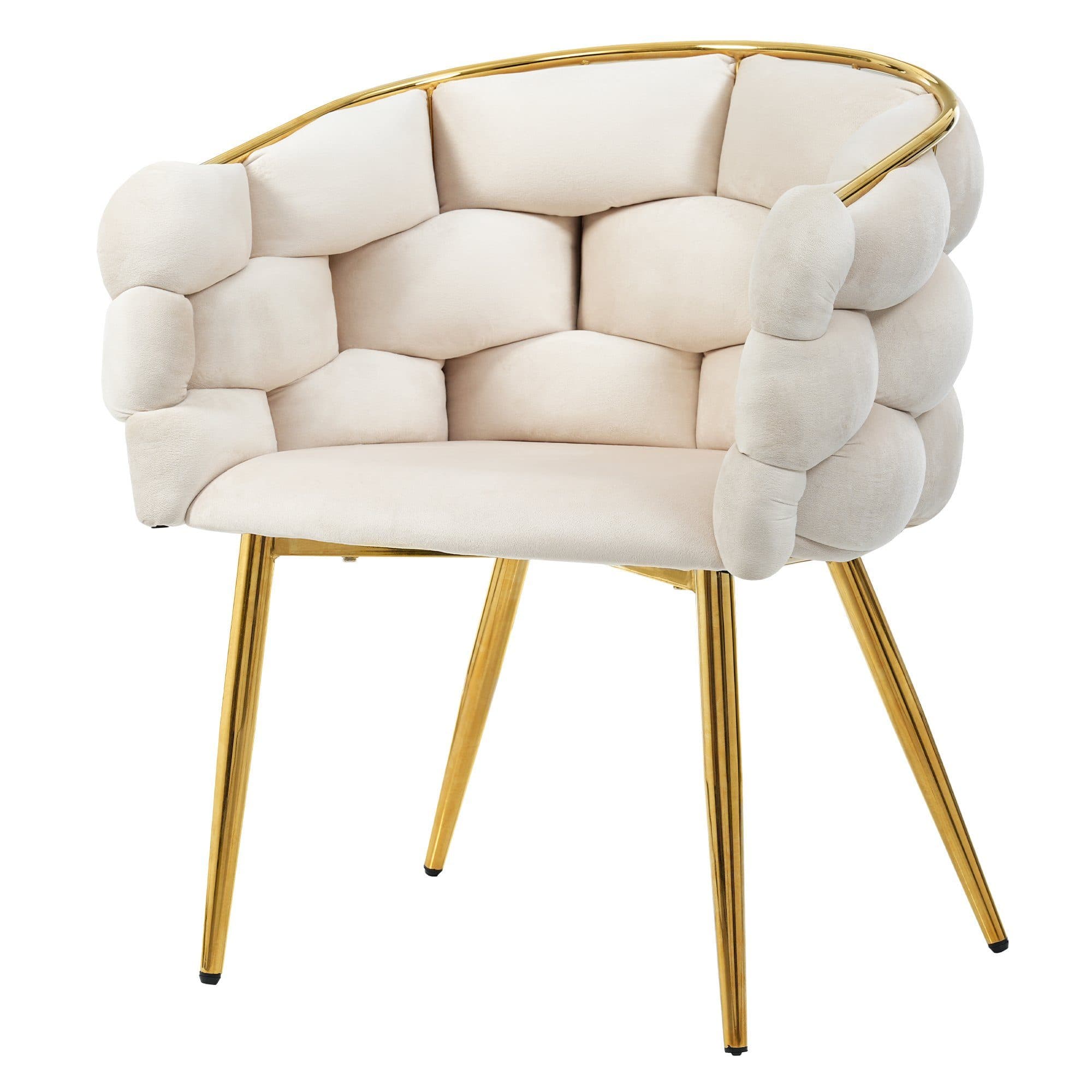 Flieks Polsterstuhl Beige Samt mit Metallbeinen - Bild 2