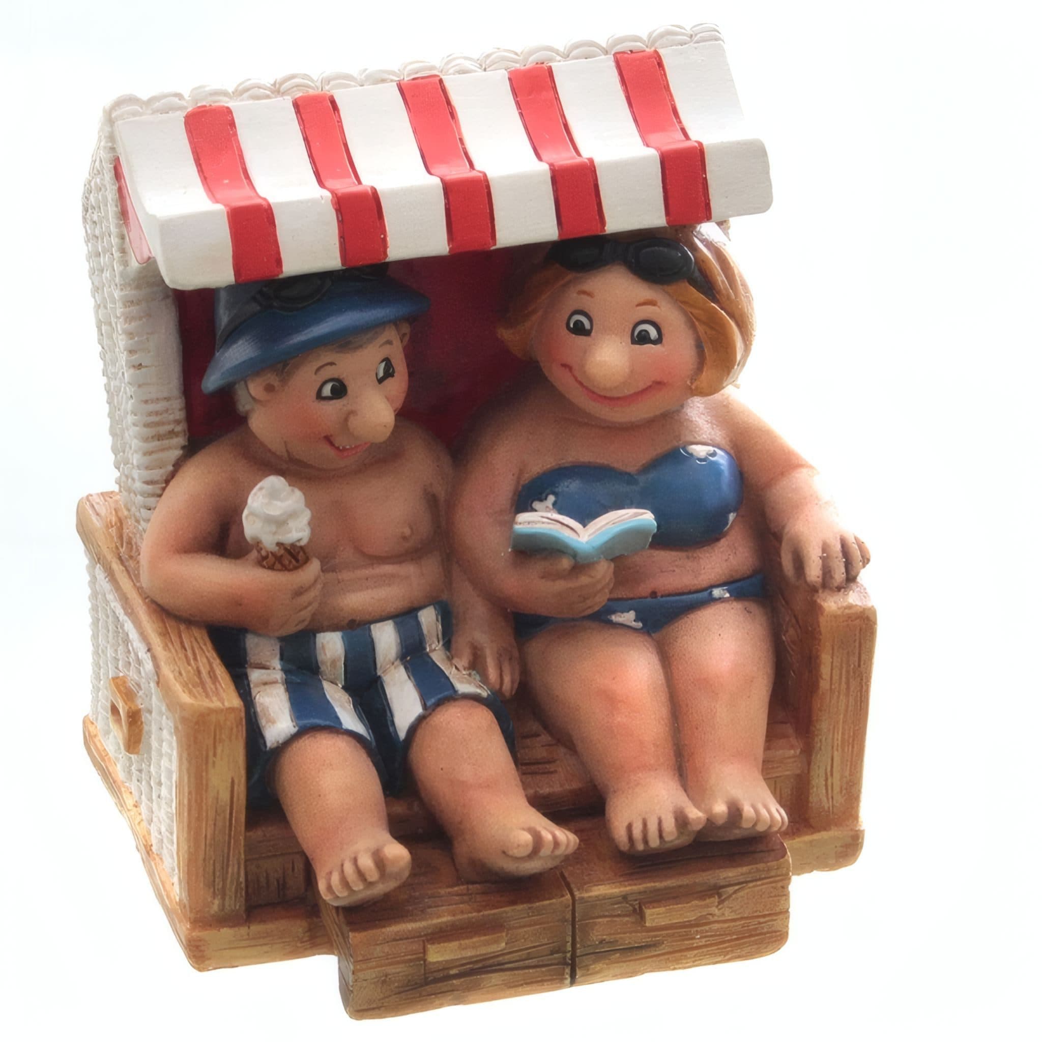 Dragimex Dekofigur Strandkorbpärchen blau/weiß Polyresin
