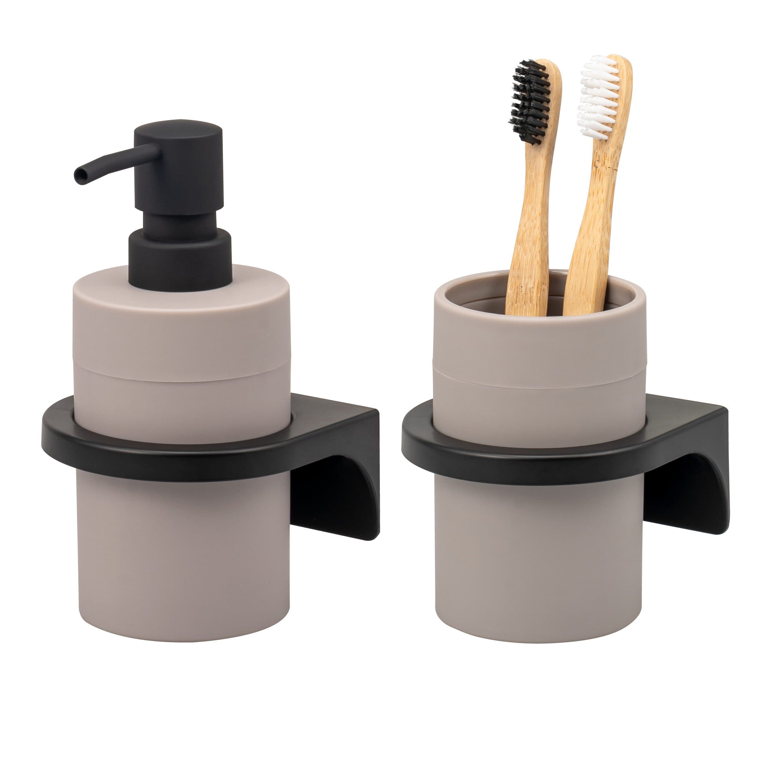bremermann Badaccessoire-Set SAVONA Softtouch Taupe 2-tlg. mit Halterung - Bild 2