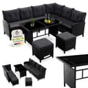 Juskys Gartenlounge-Set Manacor Schwarz Grau Poly Rattan Bild 2