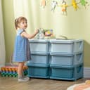 HOMCOM Spielzeugtruhe Schubladenschrank Blau 6 Ebenen Bild 2