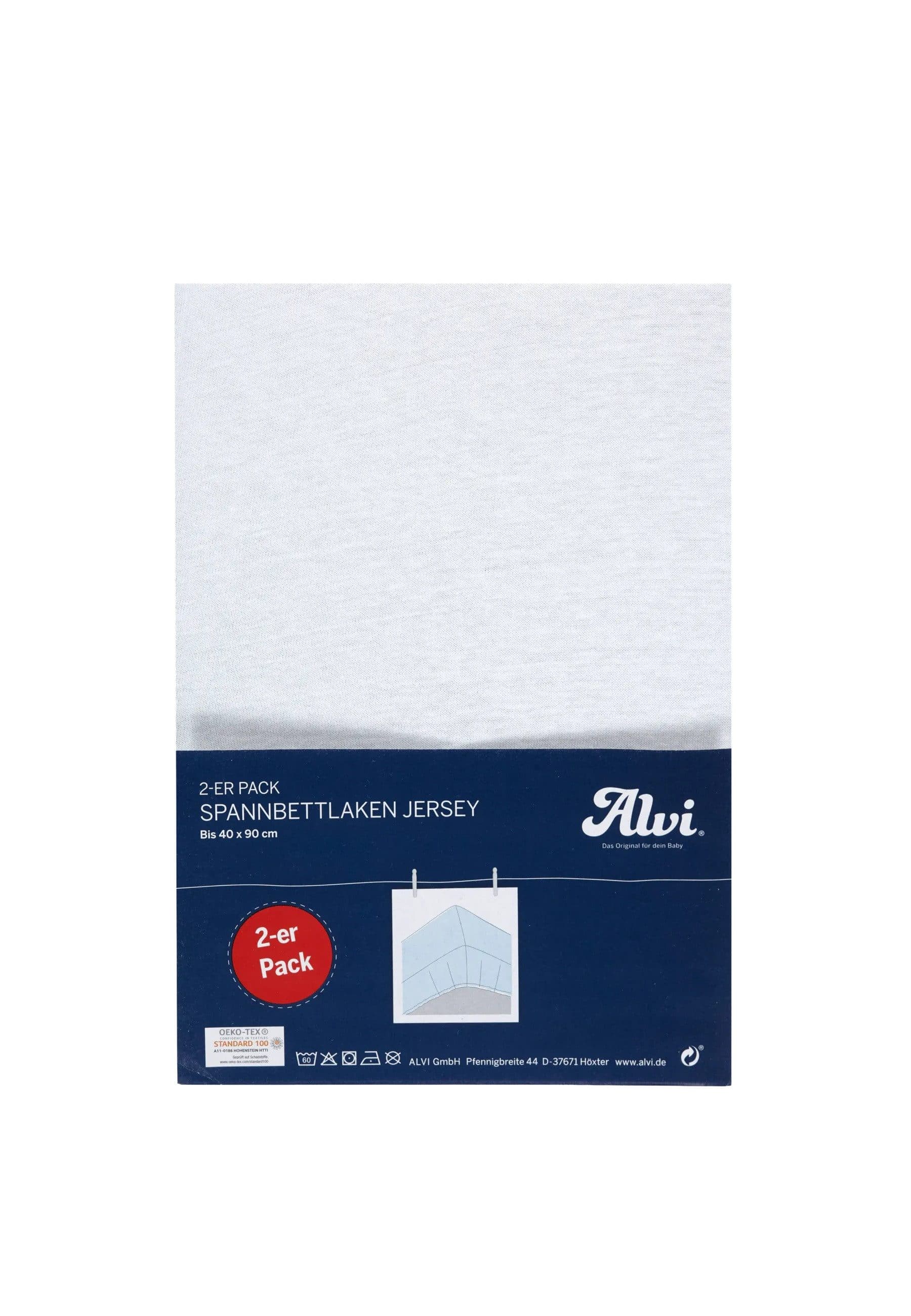 Alvi® Spannbettlaken 2er-Pack Baumwolle Weiß/Grau Silber - Bild 2