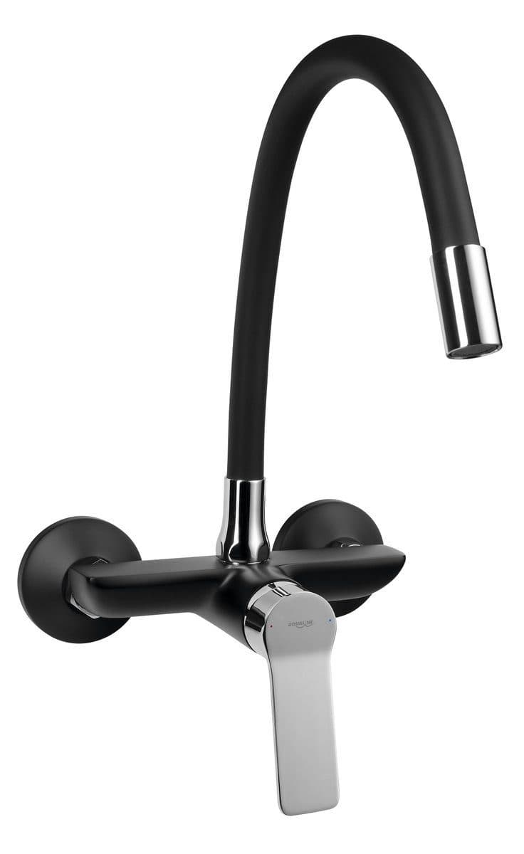 Aqualine Küchenarmatur SINTRA Wandarmatur Schwarz/Chrom Flexi-Auslauf - Bild 2