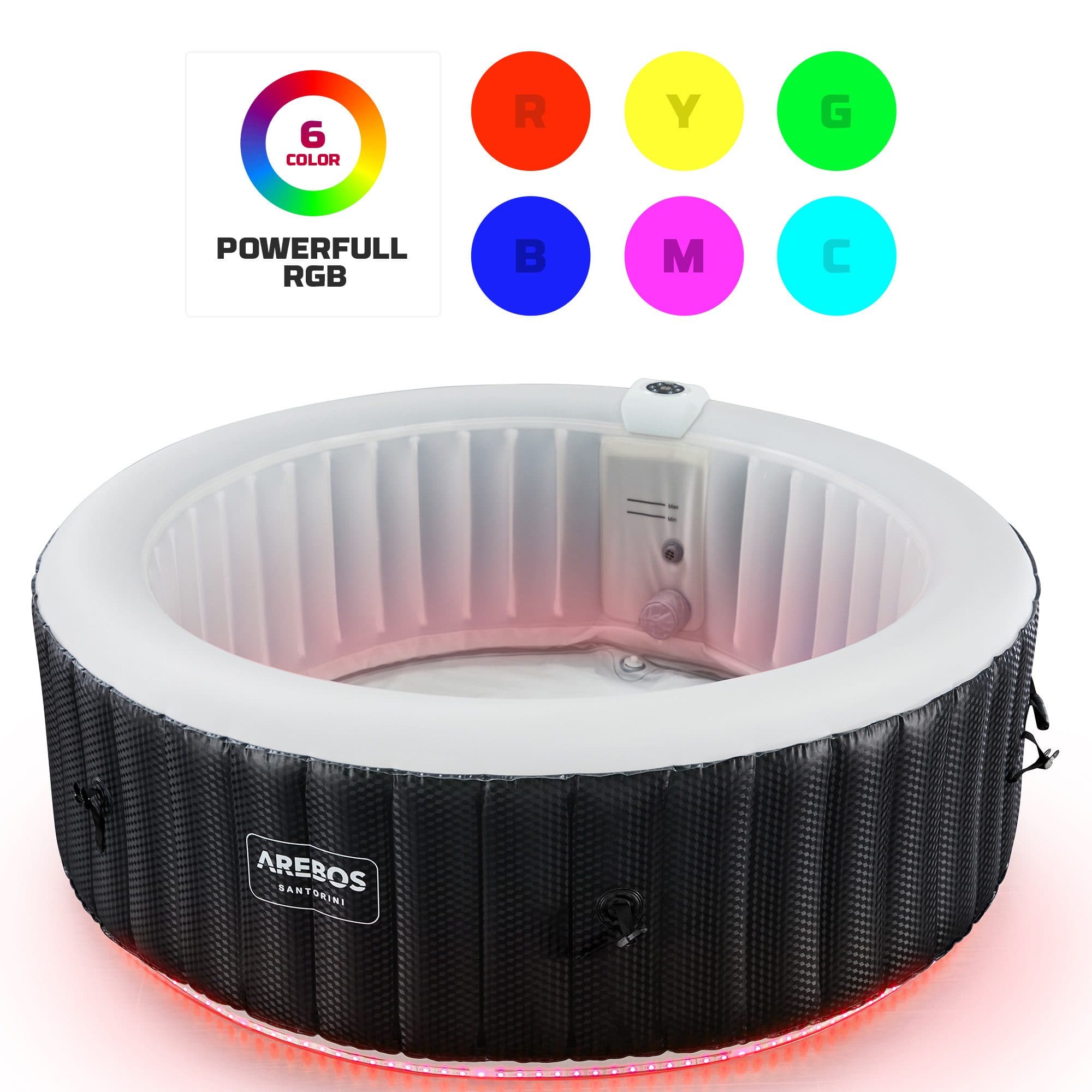 Arebos Whirlpool SANTORINI 6 Personen LED Massage - Bild 2