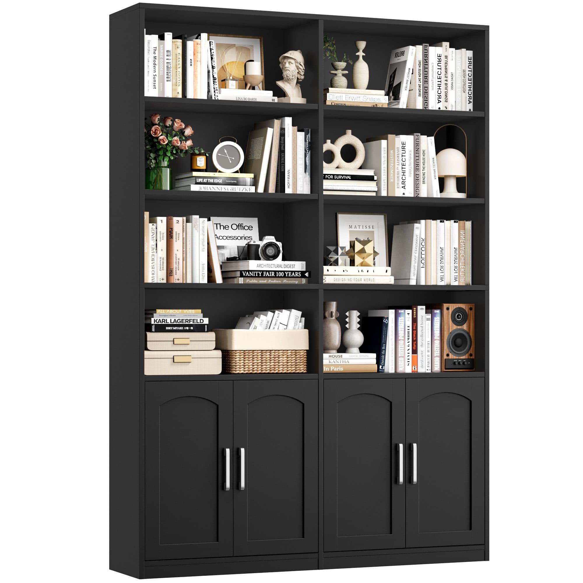 Homfa Bücherregal Standregal Bücherschrank 8 Fächer 4 Türen Holz 115x27x185,5 cm - Bild 2