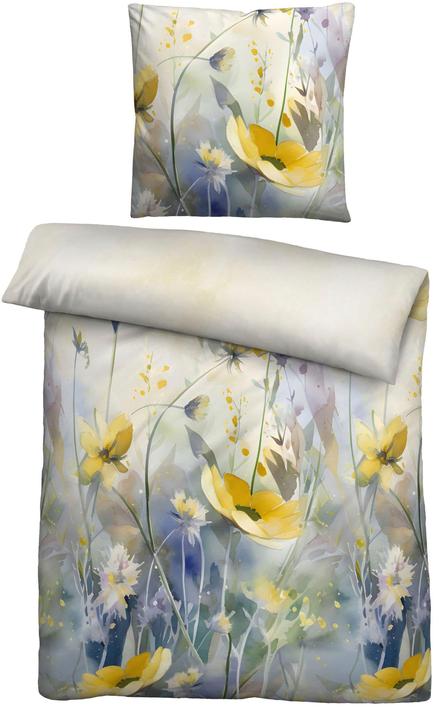 BIBERNA Mako-Satin Bettwäsche Set Perlmutt Blumen - Bild 2