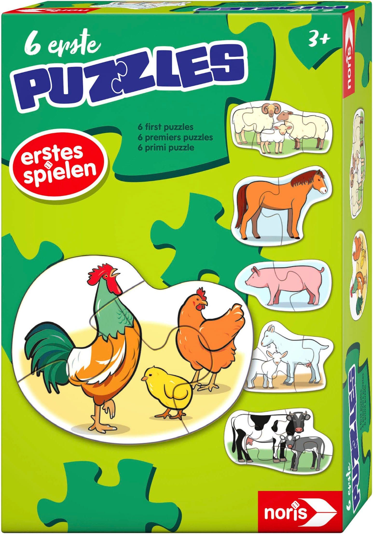 Noris Puzzle 6 erste Puzzles - Bauernhoftiere, 19 Puzzleteile Bunt - Bild 2