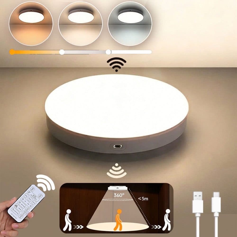 PRIISF LED Deckenleuchte mit Radar-Bewegungssensor & Akku, dimmbar, weiß - Bild 2