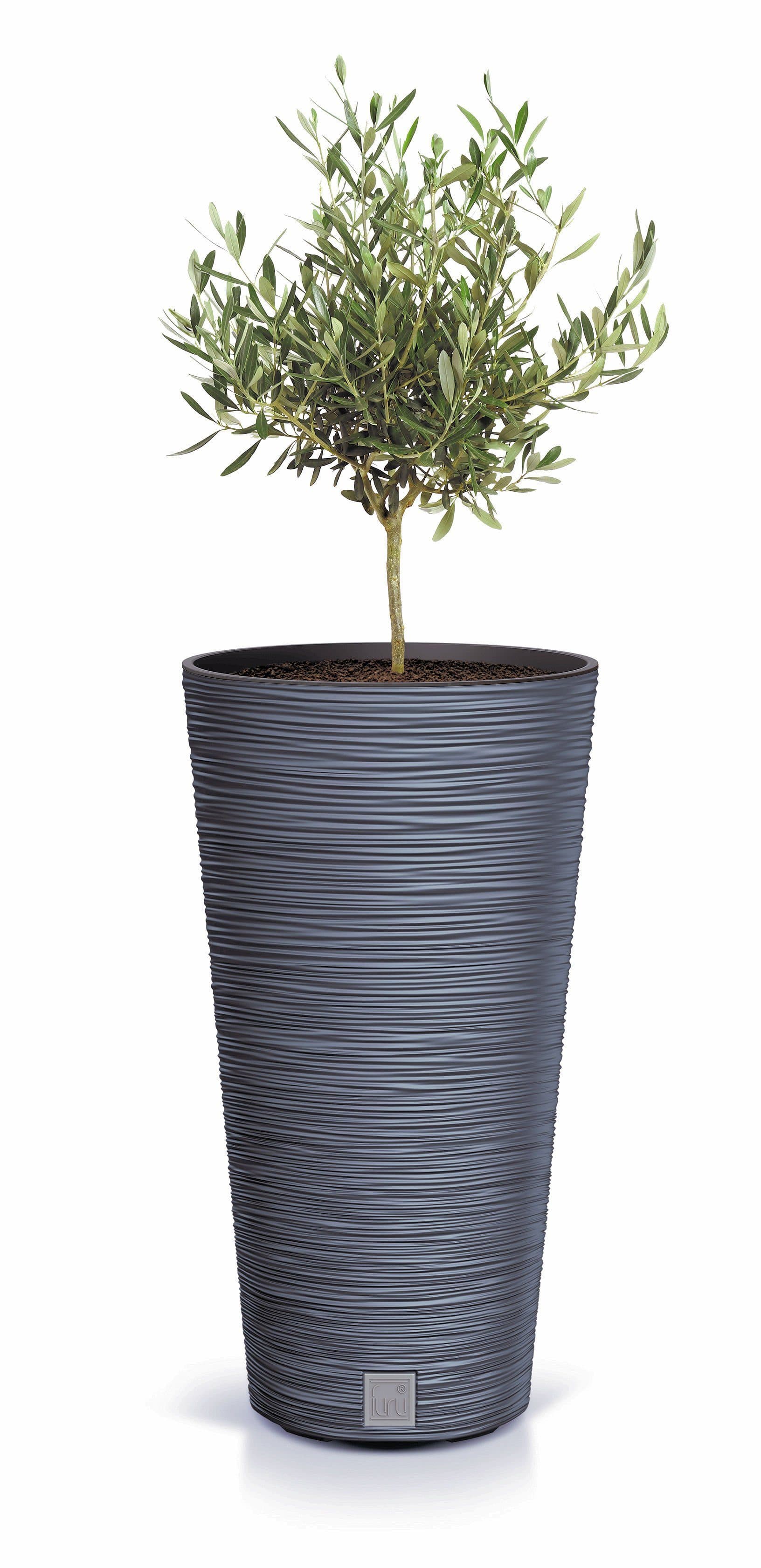Spetebo Blumentopf Anthrazit Rillen Design Kunststoff - Bild 2