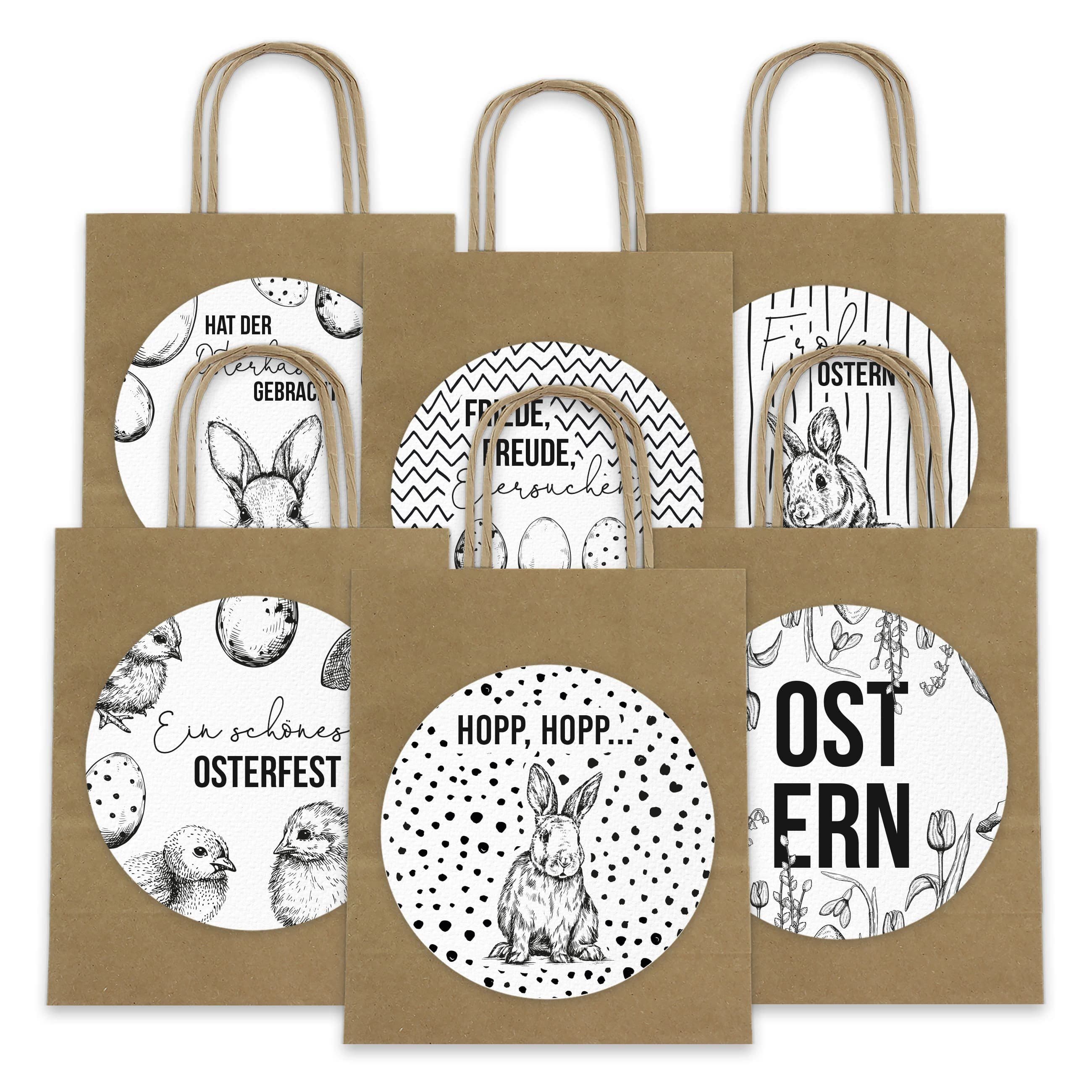 PAPIERDRACHEN Geschenktüten Set 6-tlg. mit XXL Aufklebern Schwarz-Weiß - Bild 2