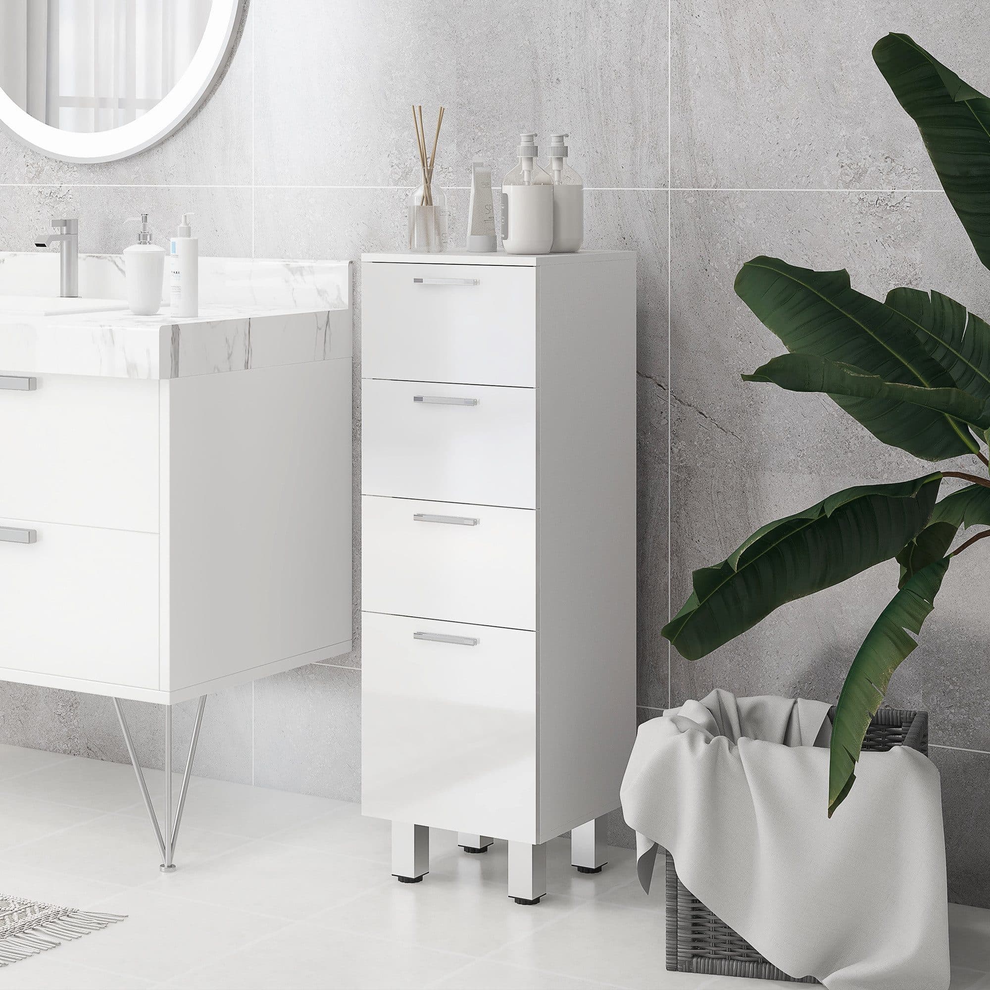 Kleankin Badkommode Badezimmerschrank Weiß - Bild 2