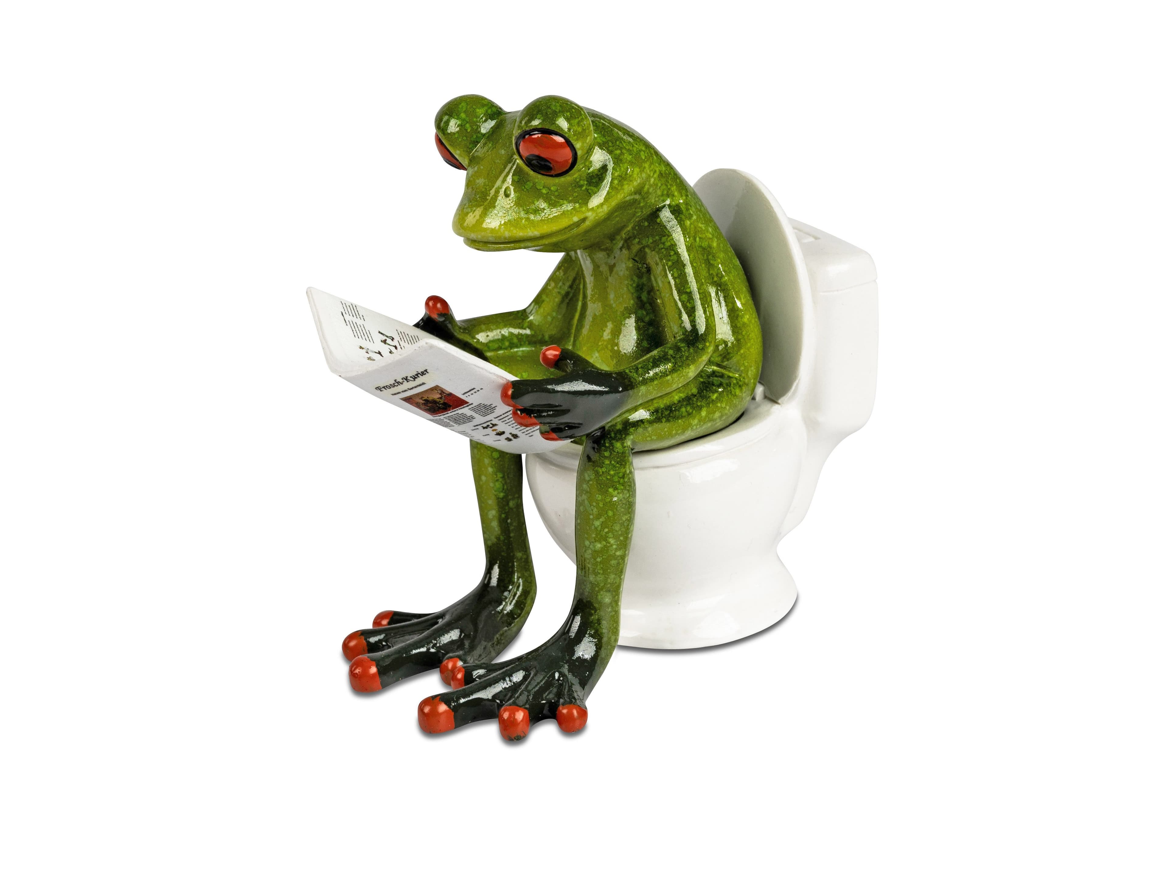 formano Dekofigur Frosch auf Toilette mit Zeitung aus Froschhausen
