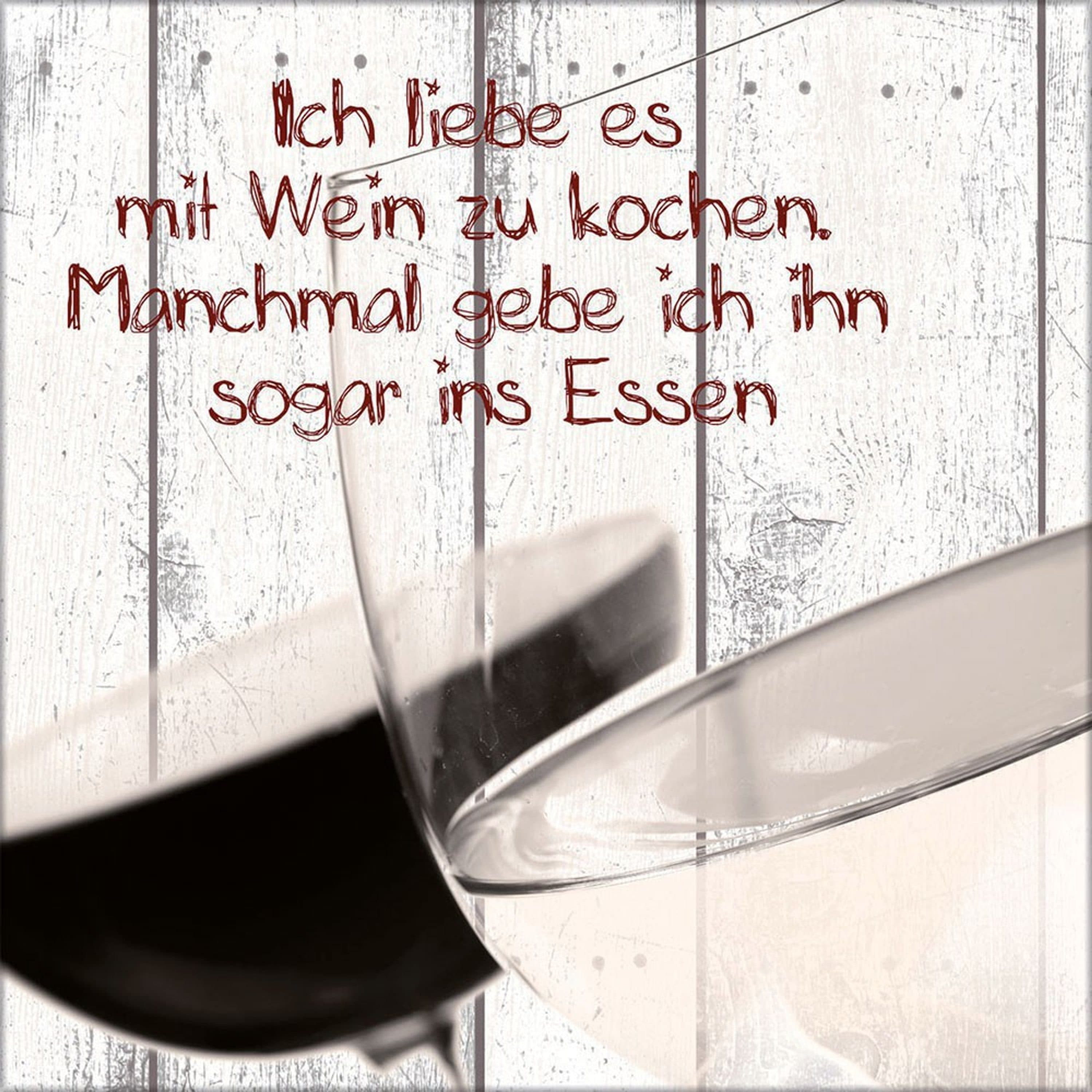 artissimo Glasbild 30x30 cm - Wein Spruch Küchendeko Wandbild - Bild 2