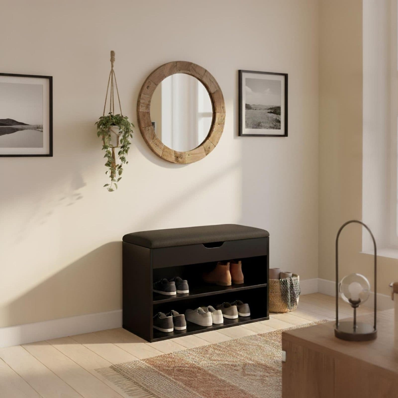BOXIMO Schuhschrank LEVA mit Sitzbank Schwarz - Bild 2