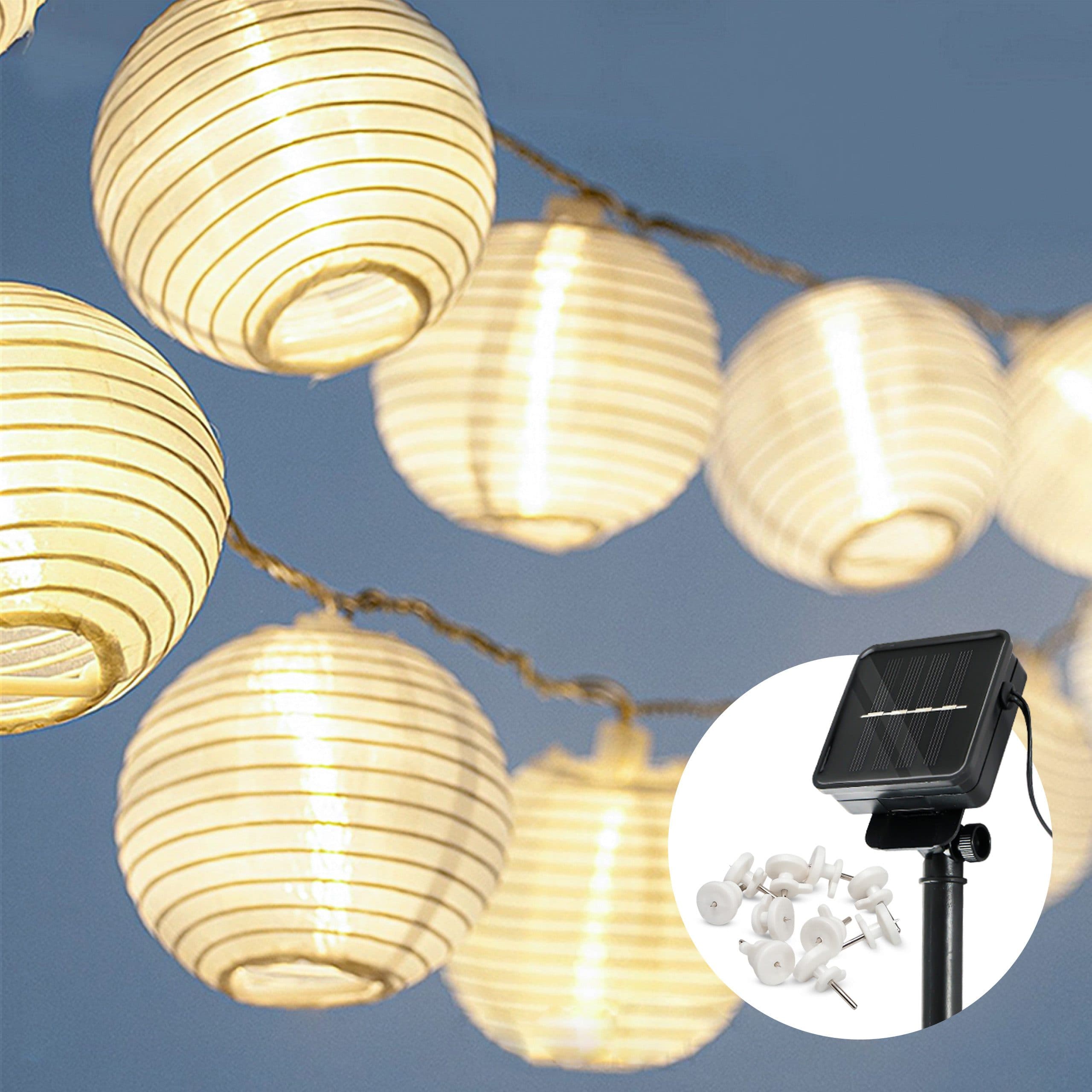 COZY HOME LED-Lichterkette Lampion Weiß Transparent 7m Timer Solar - Bild 2