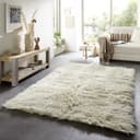 THEKO Wollteppich Flokos 2 Uni Beige Hochflor 70x140cm Bild 2