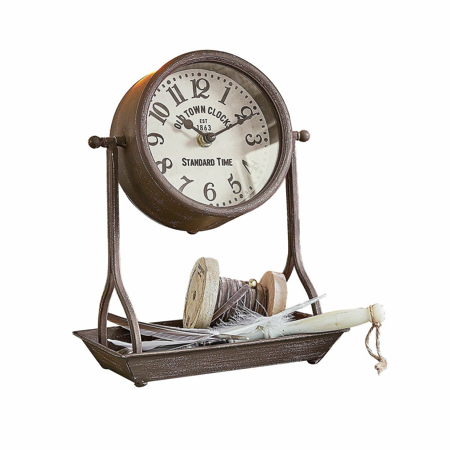 Mirabeau Wanduhr Vorexil antikbraun mit Ablage - Bild 2