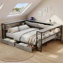 Flieks Kinderbett Metall Daybett Schlafsofa Grau mit Stauraum Bild 2