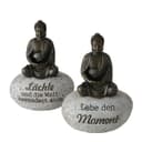 BOLTZE Zen-Buddha Deko-Set 2er mit Weisheiten Braun/Grau Bild 2