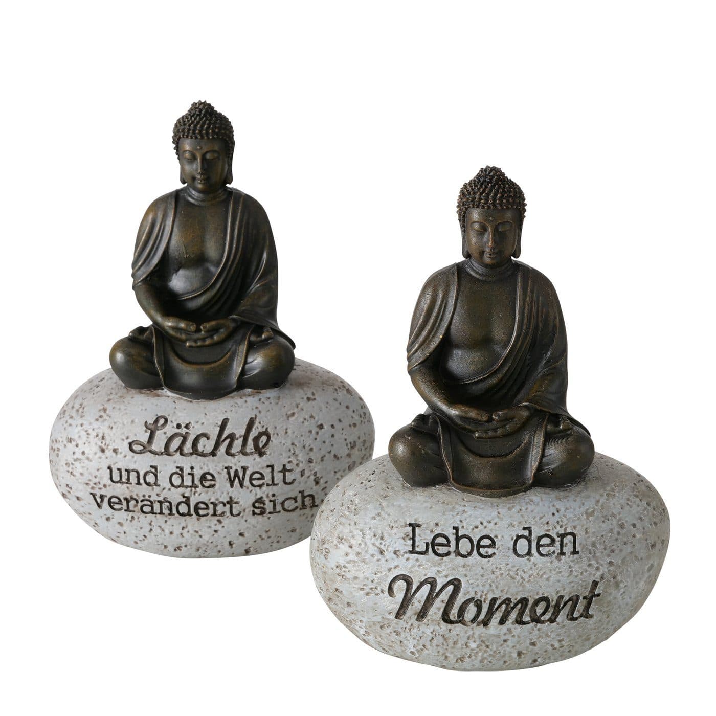 BOLTZE Zen-Buddha Deko-Set 2er mit Weisheiten Braun/Grau - Bild 2