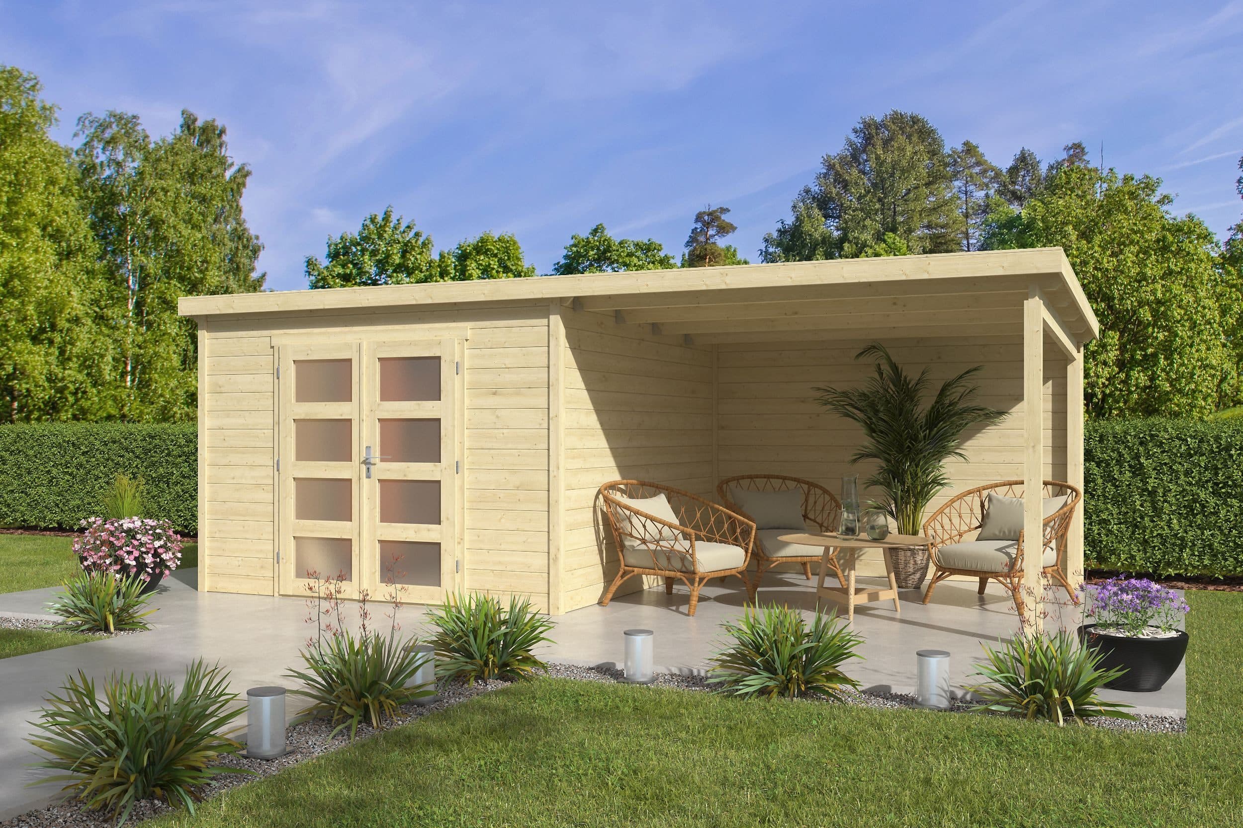 Fjordholz Gartenhaus Ella 28-C mit Anbau massiv Fichte - Bild 2