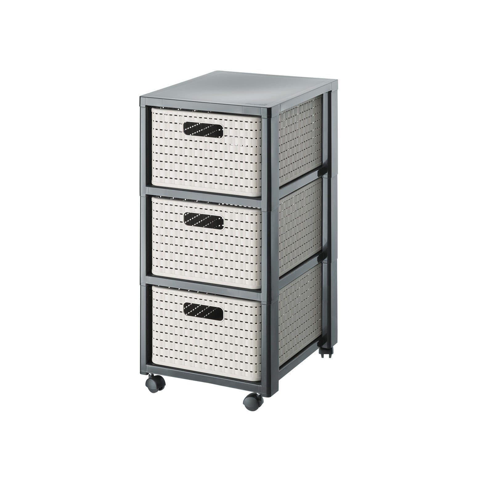 ROTHO Aufbewahrungsbox Country Rollcontainer 3 Schubladen Rattan-Optik - Bild 2
