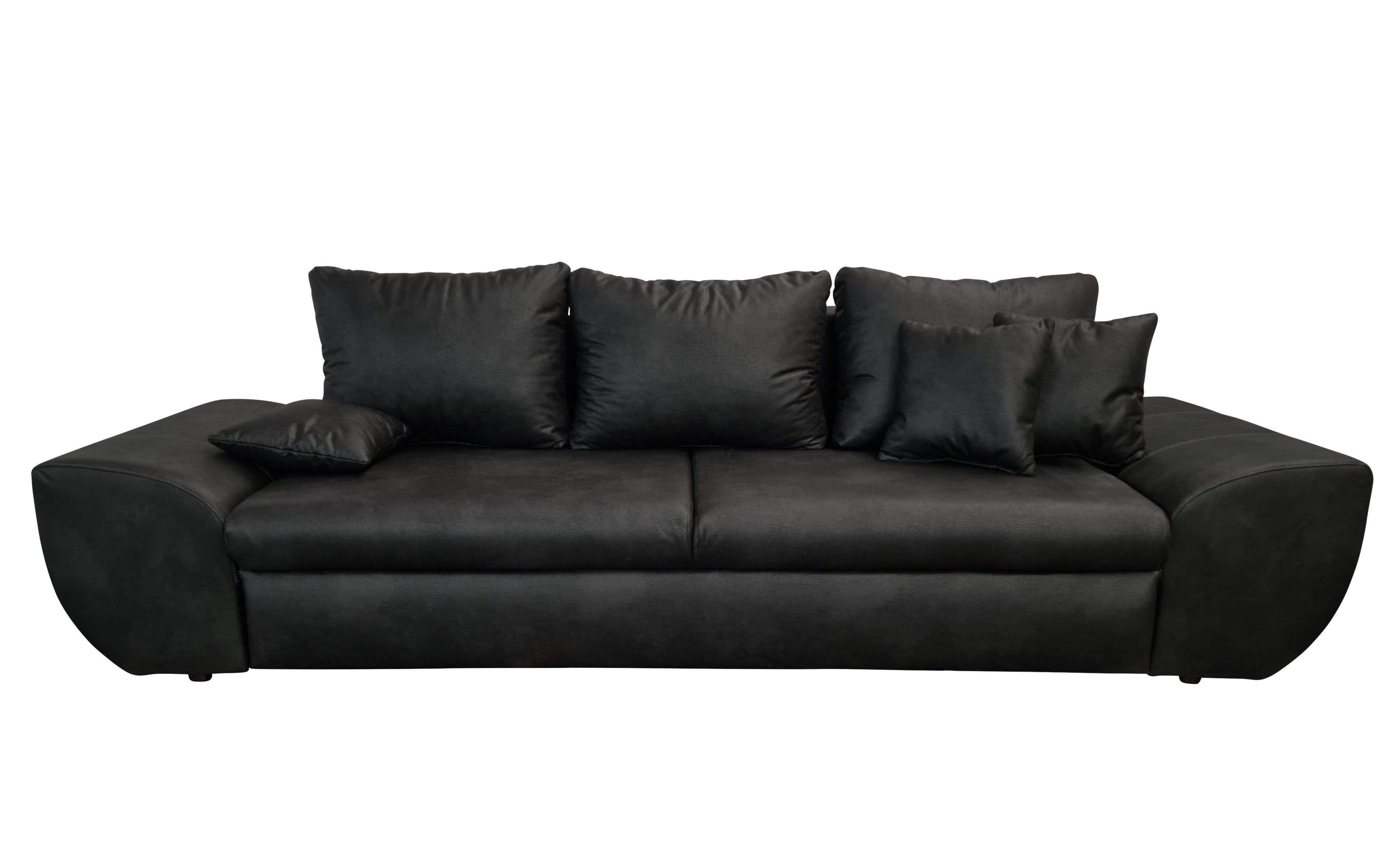 luma-home Big-Sofa 18010 Bettfunktion Stauraum 275x98x90 cm Schwarz