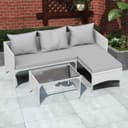 Gywowken Gartenlounge-Set Grau/Weiß Polyrattan Modular Bild 2