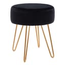 Duhome Hocker 9111 Rund Samt Lederoptik Schwarz Metallbeine Bild 2