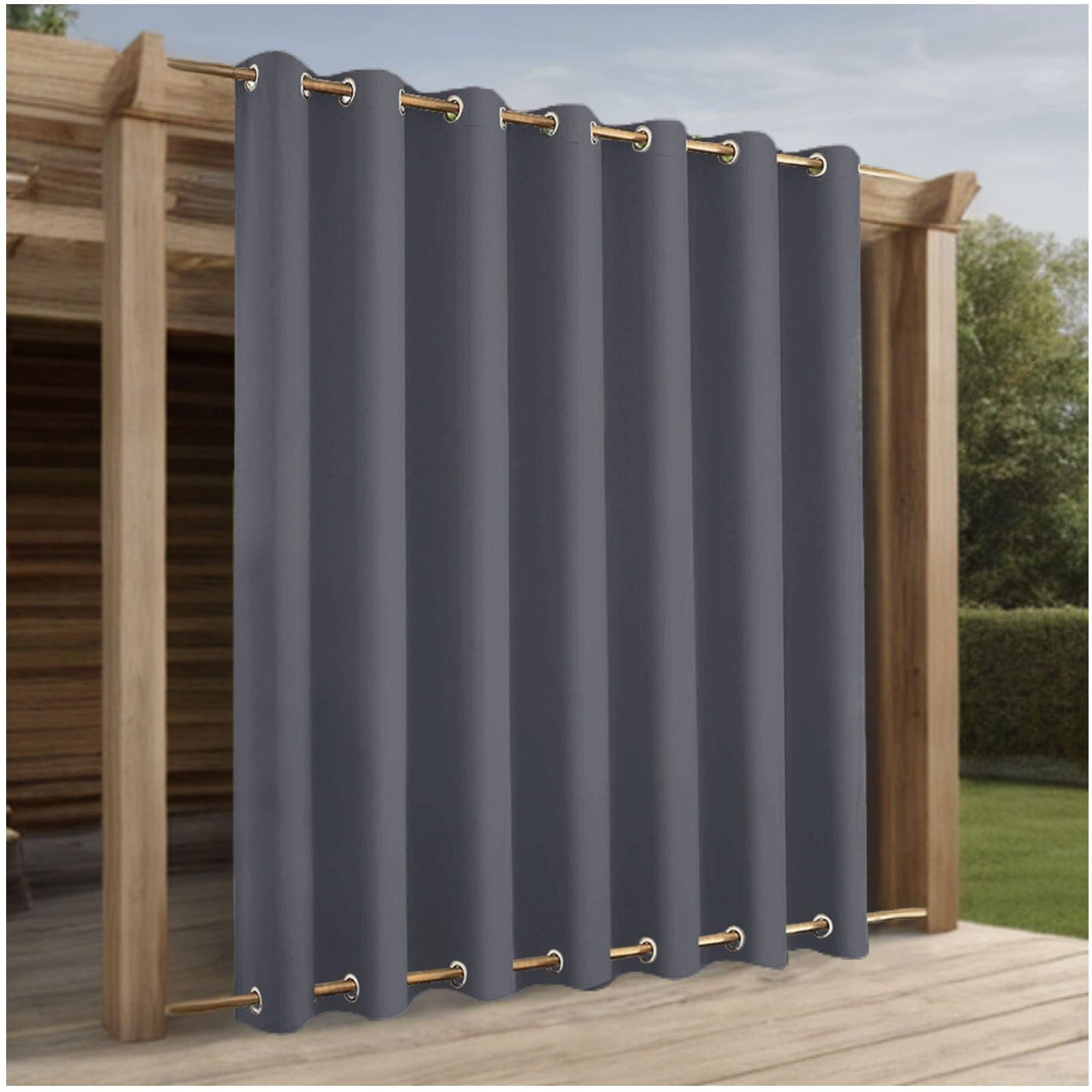 Qelus Outdoor Gardine Dunkelgrau Wetterfest Sichtschutz mit Ösen - Bild 2
